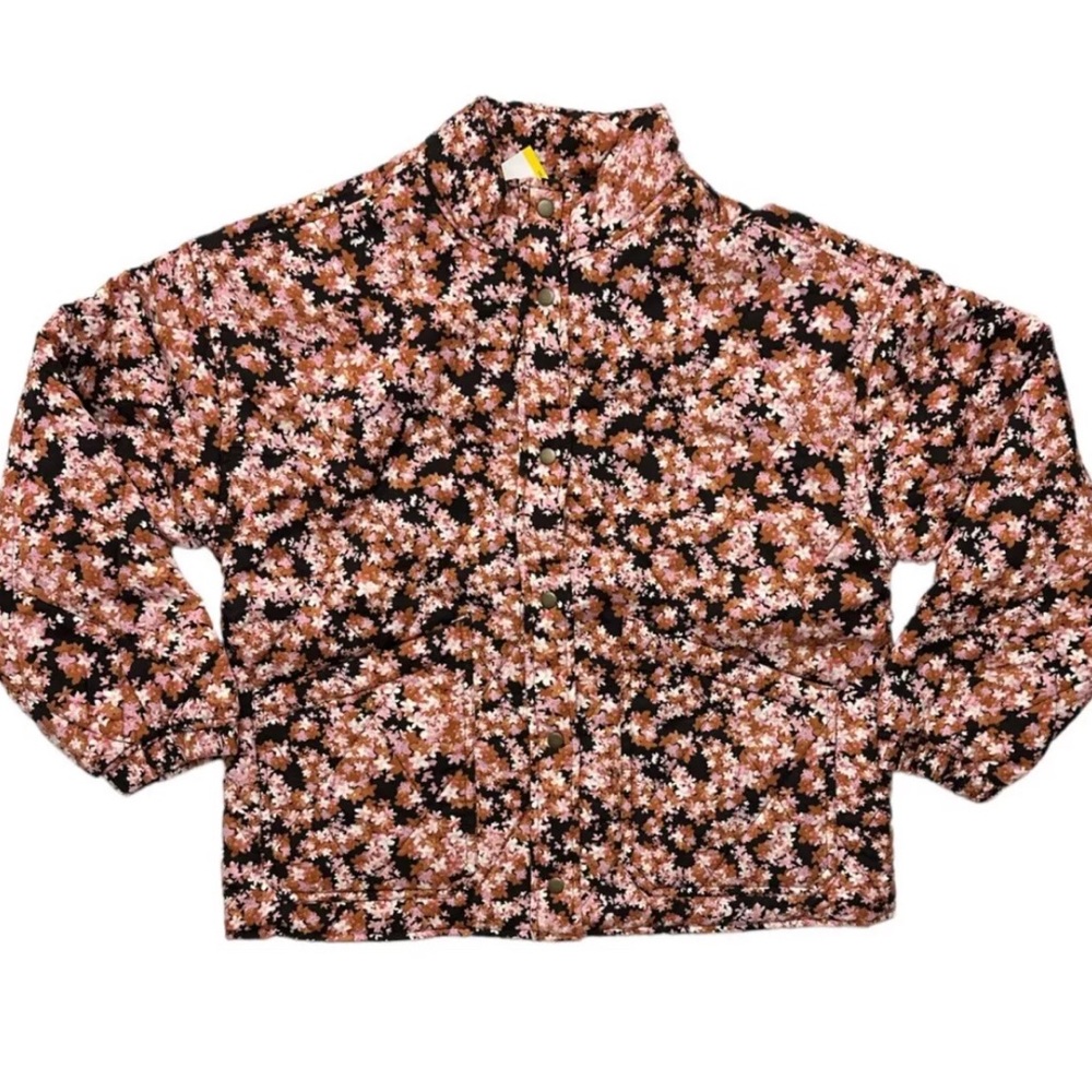 Social Standard by Sanctuary Women's Long Sleeve Snap Up Quilted Jacket Floral S